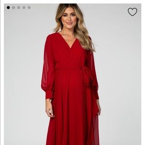 Pink blush maternity dress- red chiffon